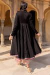 Shop_POMCHA JAIPUR_Black Anarkali And Pant Cotton & Dupatta Organza Print Floral Angrakha Set _at_Aza_Fashions