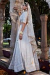 Kritika Dawar_Ivory Lehenga And Blouse Chikankari Georgette Embroidery Mukaish V Bridal Set _Online_at_Aza_Fashions