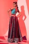 Shop_Esha L Amin_Multi Color Viscose Crepe Printed Geometric Lehenga _at_Aza_Fashions