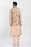 Shop_Samant Chauhan_Peach Vegan Leather Printed Garden Bundi And Kurta Set _at_Aza_Fashions