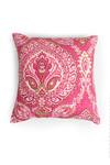 Shop_Amoliconcepts_Pink Front Cotton Embroidered Paisley Bead Cushion Cover_at_Aza_Fashions