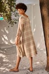 Shop_Kharakapas_Multi Color Linen Checkered Pattern Boat Spring Dream Dress  _at_Aza_Fashions