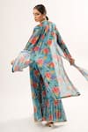 Shop_Nitya Bajaj_Green Net Floral Print Jacket Sharara Set_at_Aza_Fashions