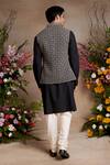 Shop_SHASHA GABA_Black Maheshwari Beads Nath Jaal Embroidered Waist Coat _at_Aza_Fashions