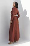 Shop_Nadima Saqib_Brown Abla Silk Embroidered Belt_at_Aza_Fashions