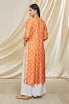 Shop_Gopi Vaid_Orange Tussar Silk Embellished Tilla Round Neckline Tunic _at_Aza_Fashions