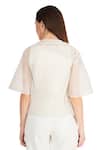 Shop Rohit Gandhi + Rahul Khanna Off White Microfiber Beads Round Neck Mesh Embroidered Top at Aza Fashions Shop_Rohit Gandhi + Rahul Khanna_Off White Microfiber Beads Round Neck Mesh Embroidered Top _at_Aza_Fashions