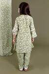 Shop_Chotibuti_Green Muslin Lace Floral Pattern Kurta And Dhoti Set _at_Aza_Fashions