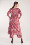 Shop_Pooja Bagaria_Red Velour, Velvet Boat Neck Floral Printed Kurta Set _at_Aza_Fashions