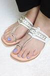 Shop_Sandalwali_White Lexie Leather Braided Kolhapuri Sandals_at_Aza_Fashions