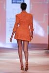 Shop_Pankaj & Nidhi_Orange Blazer Tulle + Jersey Lined With Organza Hand Soleil Tailored  _at_Aza_Fashions