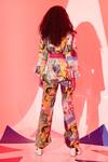 Shop_Esha L Amin_Multi Color Viscose, Crepe Abstract Print Stella Pant _at_Aza_Fashions