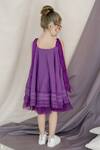 Shop_Swati Golyan_Purple Cotton Embroidery Sequins Frill Dress  _at_Aza_Fashions