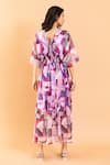 Shop_Aroop Shop India_Multi Color Chiffon V-neck Zayna V Printed Dress _at_Aza_Fashions