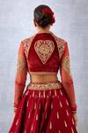 Shop_Torani_Red Silk, Velvet, Net Sindoori Taashi Choli _at_Aza_Fashions