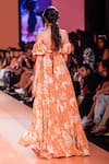 Shop_Arpita Mehta_Orange Crepe Silk Printed Garden One Shoulder Gown _at_Aza_Fashions