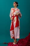 Shop_Latha Puttanna_Pink Soft Silk Batik Embroidered Rose Mandarin Collar Jumpsuit _at_Aza_Fashions