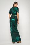 Shop_Cham Cham_Green Polyester V-neck Draped Skirt And Top Set _at_Aza_Fashions