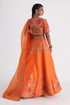 Shop_Smriti by Anju Agarwal_Orange Blouse Bam Silk Embroidered Floral V Neck Zuhur Lehenga Set_at_Aza_Fashions