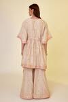 Shop_Shyam Narayan Prasad_White Chanderi Silk Embroidery Gota Open Angrakha Set _at_Aza_Fashions