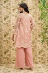 Shop_Aariyana Couture_Peach Kurta-organza And Pant- Viscose Jaal Kurta & Flared Set  _at_Aza_Fashions