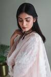Shop_Shorshe Clothing_Pink Organza Hand Block Printed Stole _at_Aza_Fashions