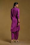 Shop_Ritu Kumar_Purple Viscose Dobby Textured Shirt Collar Kurta And Pant Set _at_Aza_Fashions