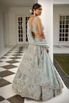 Shop_Miku Kumar_Grey Silk, Satin, Net Sequins, Cut Floral Hand Embroidered Bridal Lehenga Set _at_Aza_Fashions