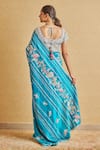 Shop_Osaa by Adarsh_Green Mulberry Silk Hand Embroidery Flower Vine Saree With Blouse _at_Aza_Fashions