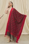 Shop_Khwaab by Sanjana Lakhani_Black Cotton Silk Floral Vine Woven Dupatta _at_Aza_Fashions