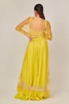 Shop_Tamaraa By Tahani_Green Mull Silk Embellished Sequins Sweetheart Neck Bouse Sharara Set _at_Aza_Fashions