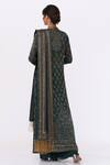 Shop_Nakul Sen_Green Chiffon Embroidery, Cut Work Mandarin Collar Cutdana Jacket Palazzo Set _at_Aza_Fashions