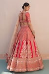 Shop_Angad Singh_Red Raw Silk Embroidered Zardozi Plunge Neck Bridal Lehenga Set _at_Aza_Fashions