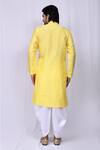 Shop_Arihant Rai Sinha_Yellow Art Silk Woven Floral Jacquard Panelled Kurta And Cowl Pant Set_at_Aza_Fashions