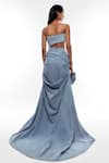 Shop_Deme By Gabriella_Blue Denim Square Neck Tube Gown _at_Aza_Fashions