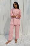Shop Ayaka Pink 100% Organic Cotton Made With Solid Front Pleated Trouser at Aza Fashions Shop_Ayaka_Pink 100% Organic Cotton Made With Solid Front Pleated Trouser _at_Aza_Fashions