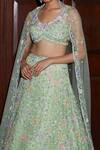 Nadine Dhody Green Tulle Sequins, Beads, Cut Work Floral Art Embroidered Bridal Lehenga Set Online at Aza Fashions Nadine Dhody_Green Tulle Sequins, Beads, Cut Work Floral Art Embroidered Bridal Lehenga Set _Online_at_Aza_Fashions