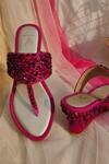 Buy_House of Vian_Wine Embroidered Samara Bead Wedges _at_Aza_Fashions