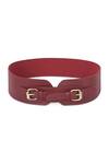Shop_Trov_Maroon Solid Buckle Belt _at_Aza_Fashions