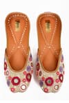 Shop_Miar Designs_Pink Embroidered Valerie Floral Juttis _at_Aza_Fashions