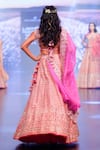 Shop_Anushree Reddy_Coral Organza Embroidery Zari Cluster Mumtaz Bridal Lehenga Set  _at_Aza_Fashions