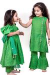Shop Vivedkids Green Cotton Embroidery, Tassels Printed Kurta Sharara Set at Aza Fashions Shop_Vivedkids_Green Cotton Embroidery, Tassels Printed Kurta Sharara Set _at_Aza_Fashions