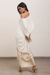 Shop_AK-OK_White 100% Cotton Printed Typographic And Bird & Asymmetric Tunic  _at_Aza_Fashions