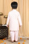 Shop_The little celebs_Peach Silk Embroidery Floral Sherwani Set _at_Aza_Fashions