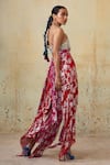 Shop_Style Junkiie_Pink Georgette Embroidery Double Split Floral Vine Pattern Skirt _at_Aza_Fashions