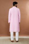 Shop_Aham-Vayam_Pink Cotton Blend Embroidered Mughal Kurta And Pyjama Set _at_Aza_Fashions