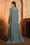 Shop_Aneesh Agarwaal_Blue Chiffon, Organza Embroidery Sweetheart Ikat Print Zardozi Sharara Set _at_Aza_Fashions