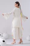 Shop_Kacha Tanka_Ivory Cotton Voile Embellished Pom Comtesses Kurta And Chorno Dhoti Pant Set _at_Aza_Fashions