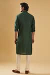 Shop_Raghavendra Rathore Blue_Green Kurta - Raw And Chudidar - Cotton Placket Pintuck Set _at_Aza_Fashions