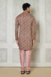 Shop_Samyukta Singhania_Brown Cotton Silk Printed Geometric Short Kurta _at_Aza_Fashions